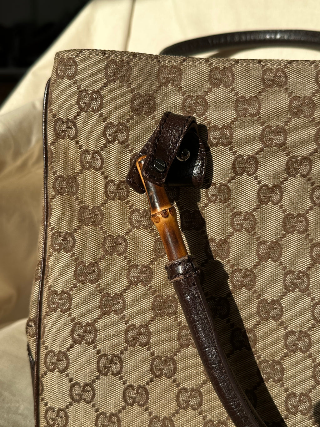 Gucci GG Canvas Bamboo Handle Tote