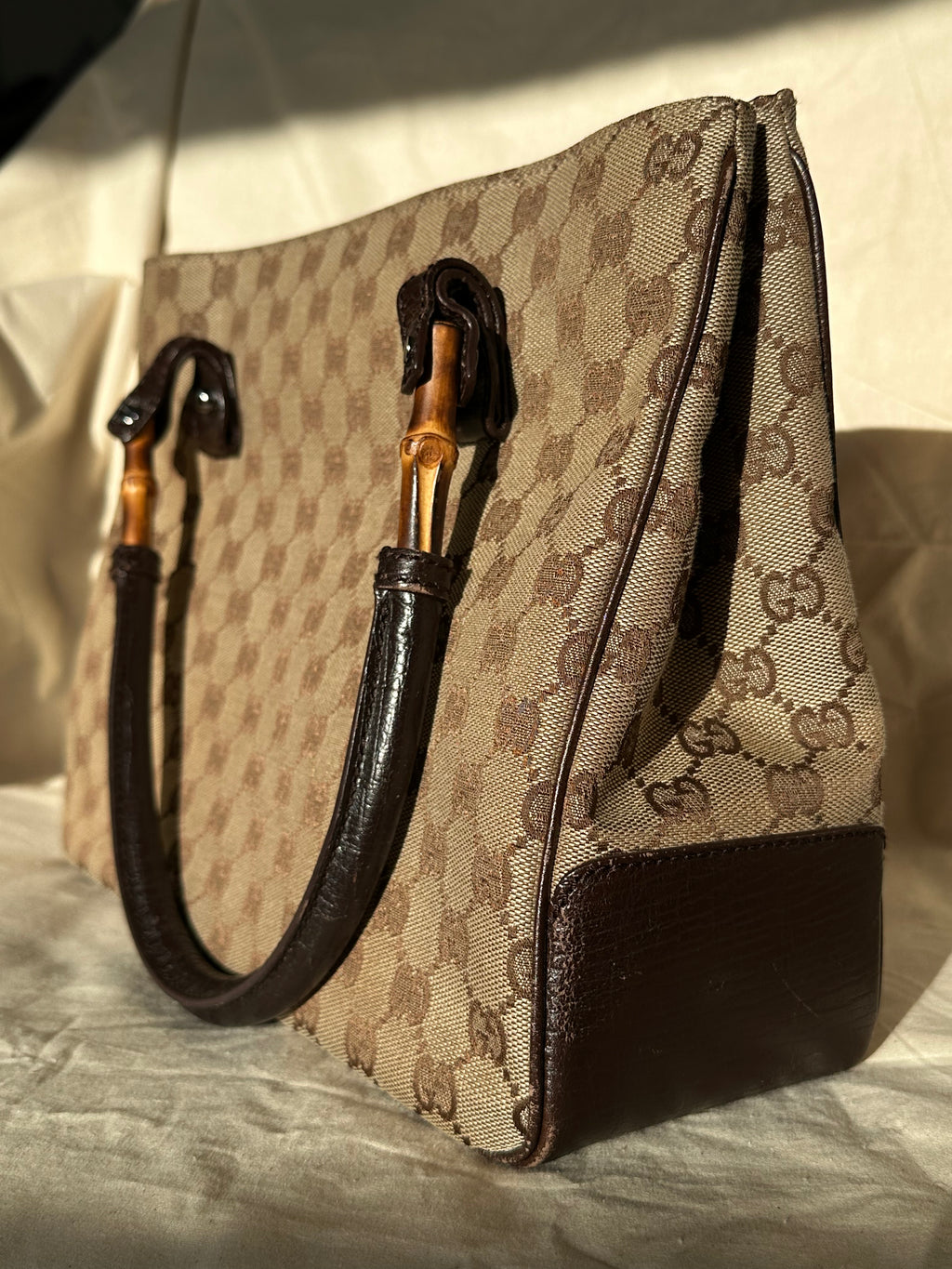 Gucci GG Canvas Bamboo Handle Tote