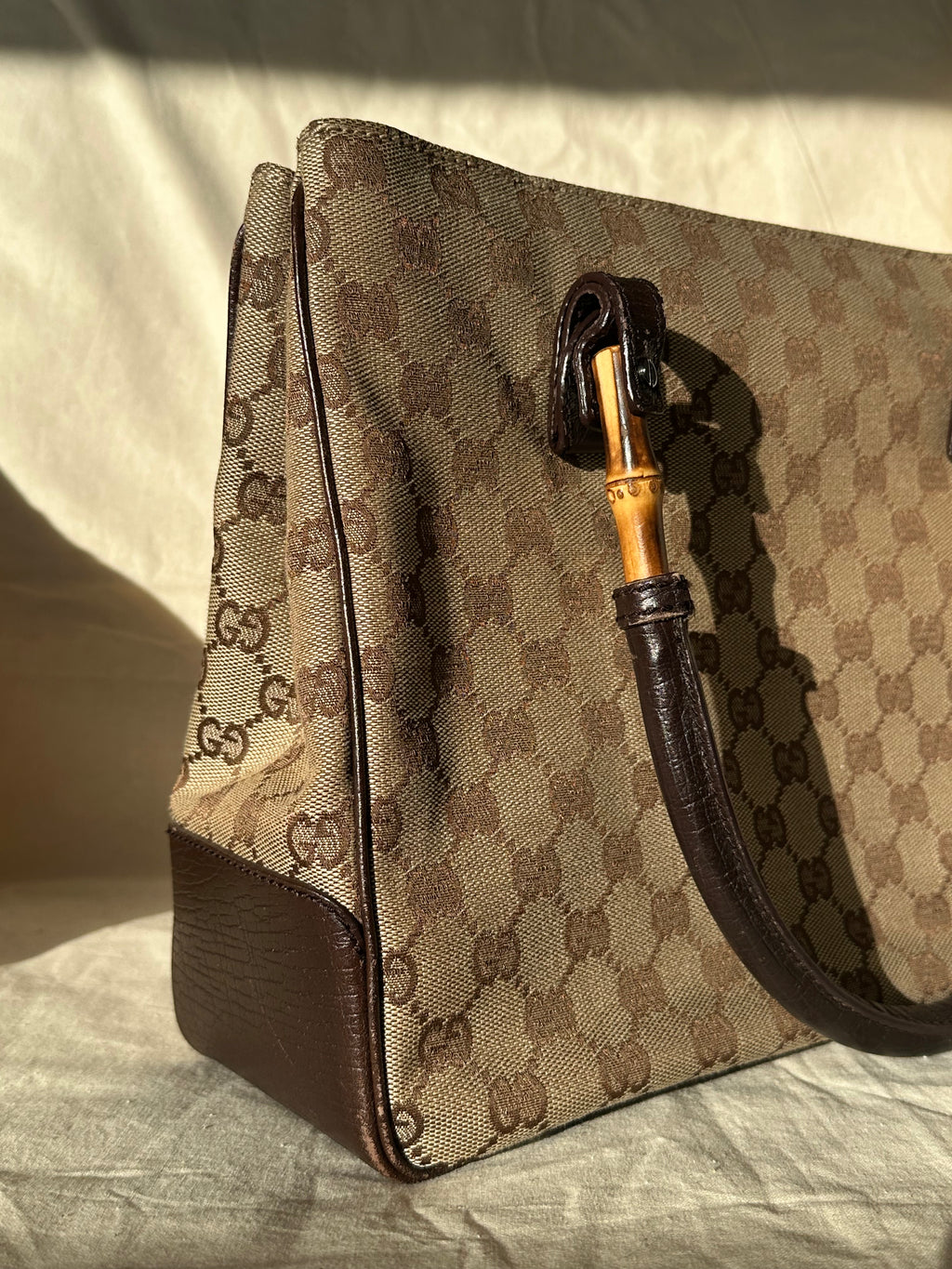 Gucci GG Canvas Bamboo Handle Tote