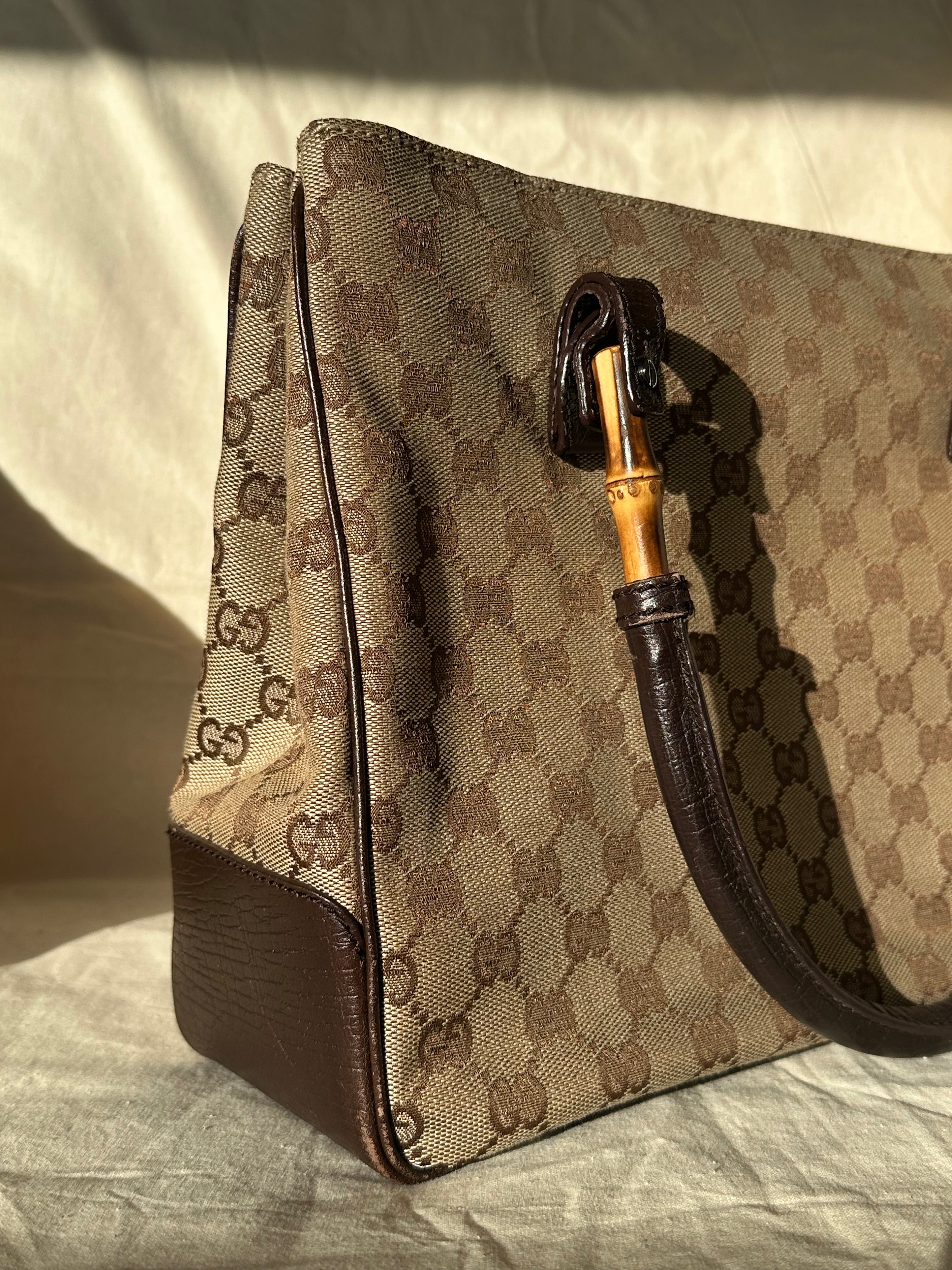 Gucci GG Canvas Bamboo Handle Tote