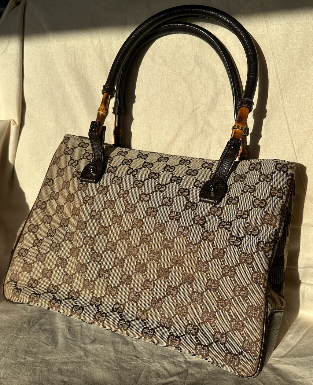 Gucci GG Canvas Bamboo Handle Tote