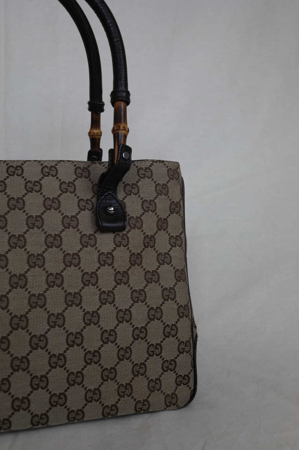 Gucci GG Canvas Bamboo Handle Tote