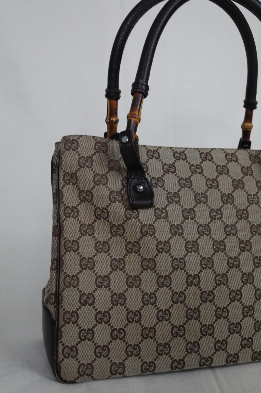 Gucci GG Canvas Bamboo Handle Tote