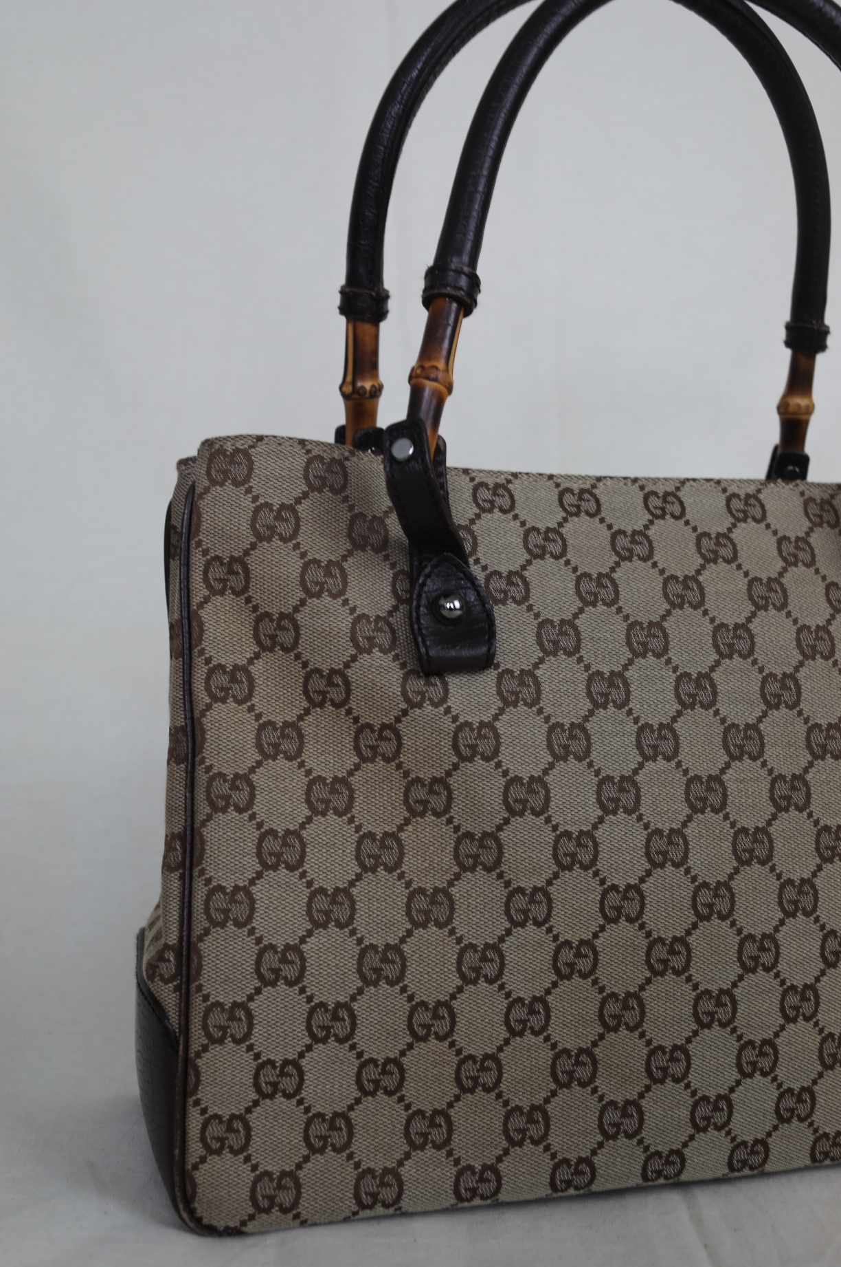 Gucci GG Canvas Bamboo Handle Tote