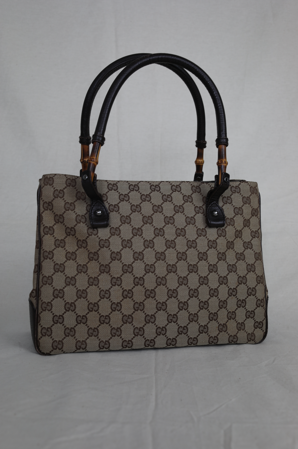 Gucci GG Canvas Bamboo Handle Tote