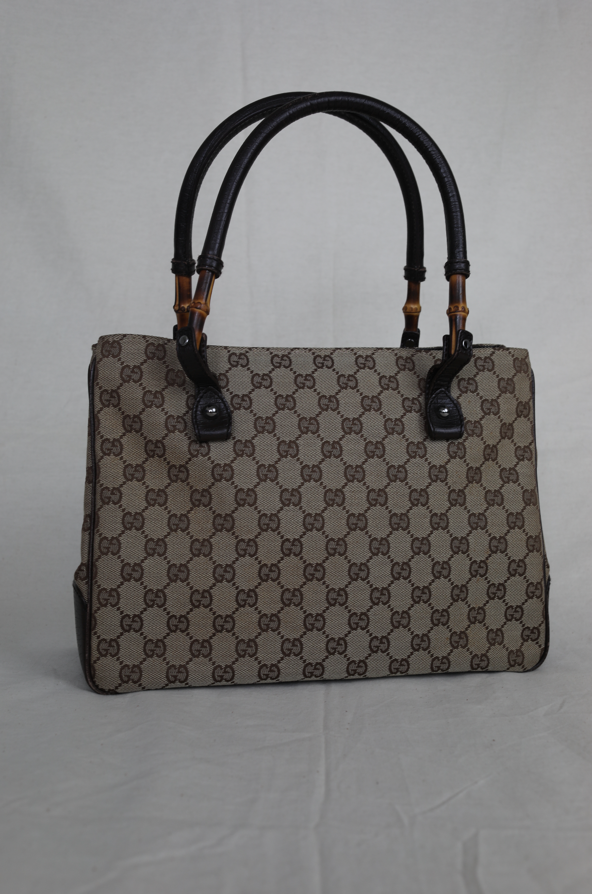 Gucci GG Canvas Bamboo Handle Tote