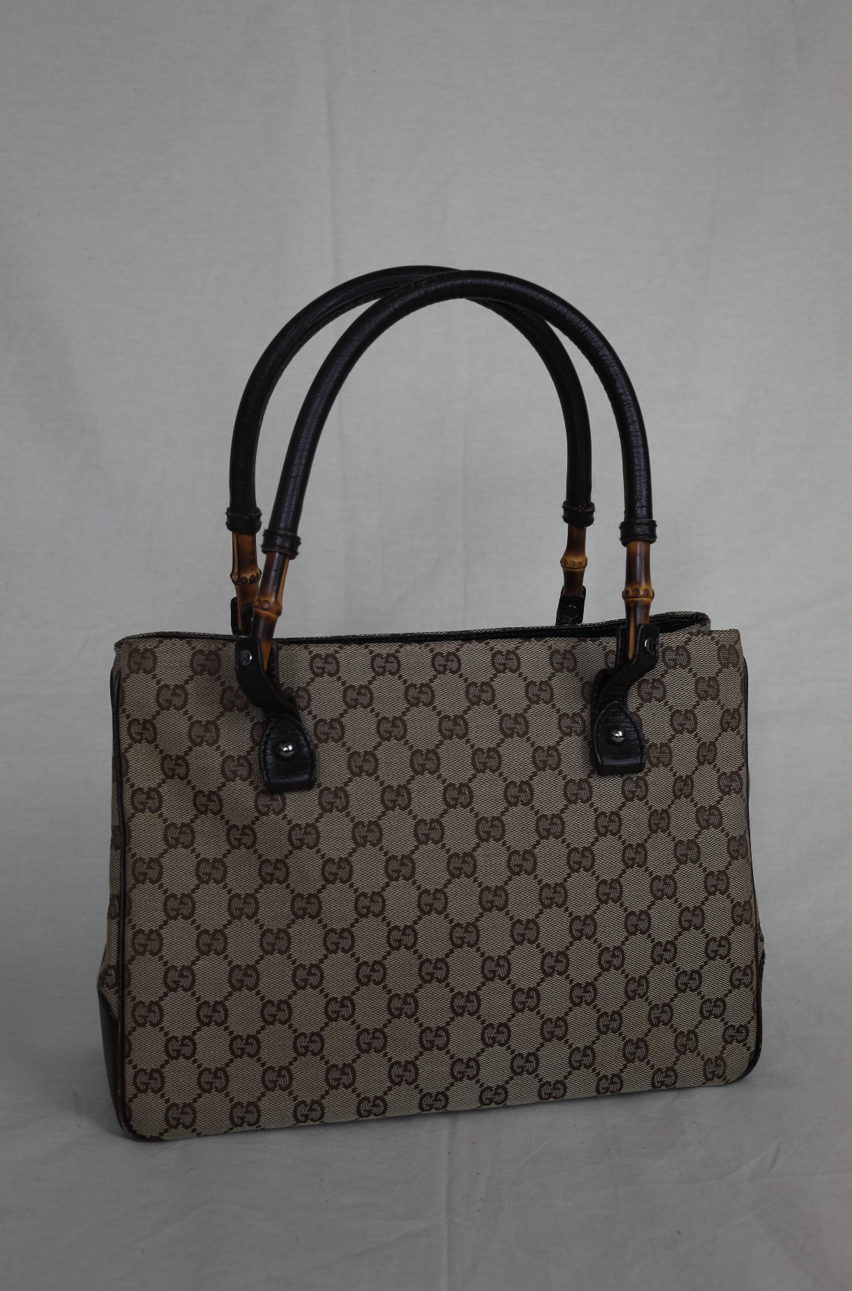 Gucci GG Canvas Bamboo Handle Tote
